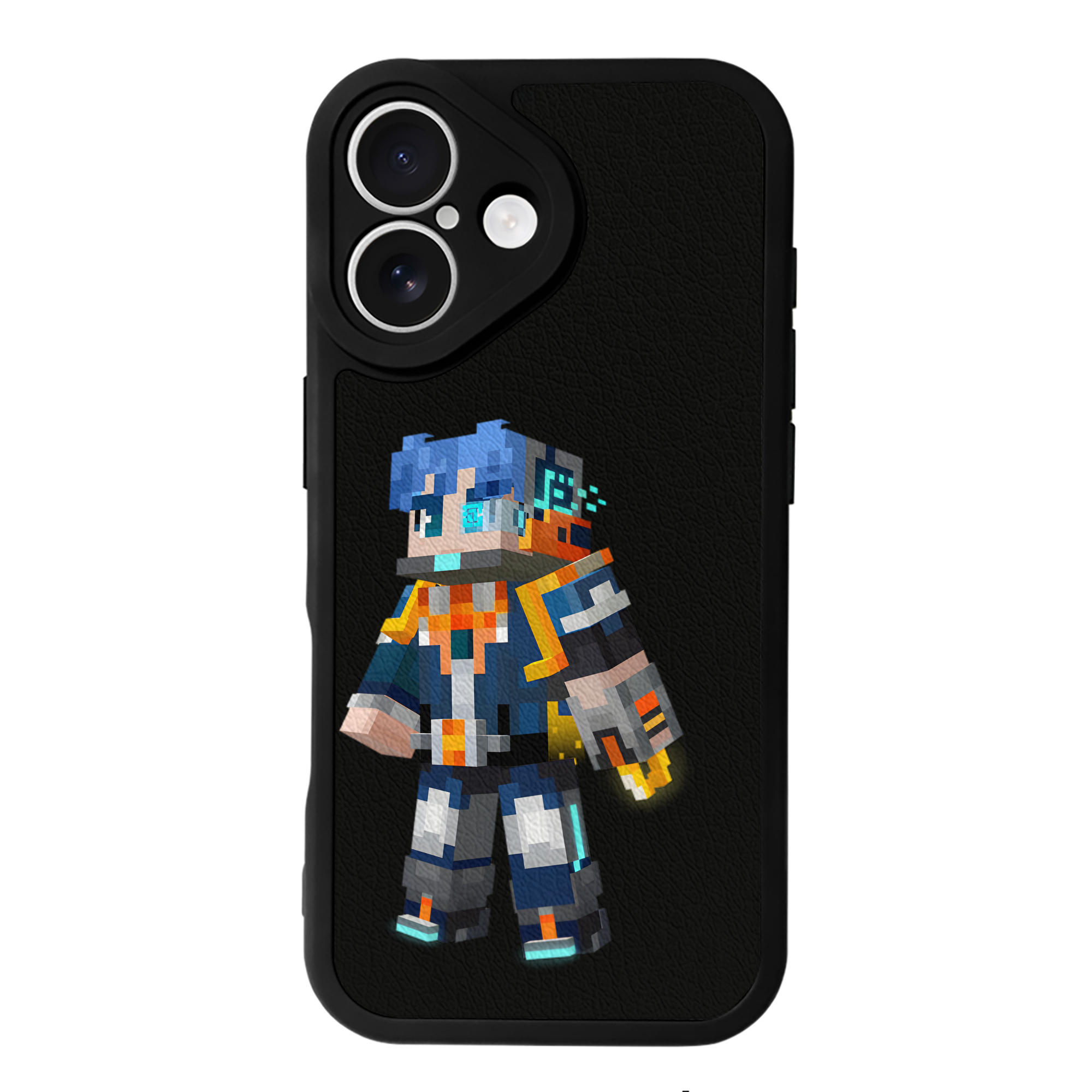 （画像用） マインクラフト ブロックの世界 Minecraft MC Block world 【iPhone 16シリーズ対応】シリコンスマホケース（レザー調） 材質：シリコン